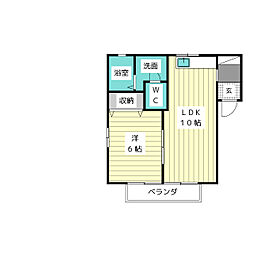 でぃあす高針台 1階1LDKの間取り