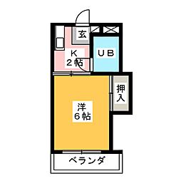 岩田ビル 1Kの間取図画像