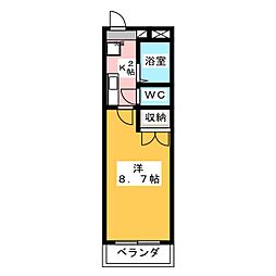 春里壱番館 1Kの間取図画像