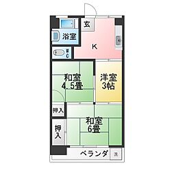 カヤノビル 3Kの間取図画像