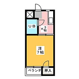 東山レジデンス 1Kの間取図画像