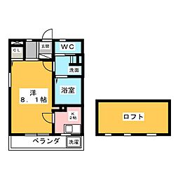 ニューエレガント東山 1Kの間取図画像