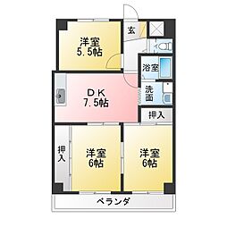 メゾン神の木 3DKの間取図画像