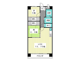 ナビシティ牧の里 3階2LDKの間取り