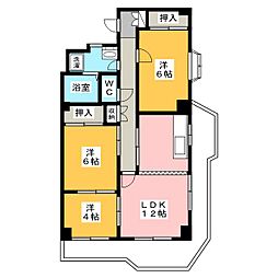 ユアサハイム鏡池マンション 3LDKの間取図画像