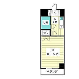 ラフィーネ新宿 1Kの間取図画像