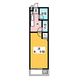 清和コモンズ 1Kの間取図画像