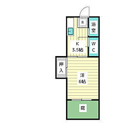 アルス極楽C 1Kの間取図画像
