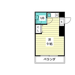 リバーサイド牧の原 ワンルームの間取図画像