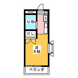 パンシオン ワンルームの間取図画像