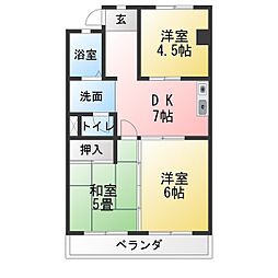ハイツニューキャッスル 3DKの間取図画像