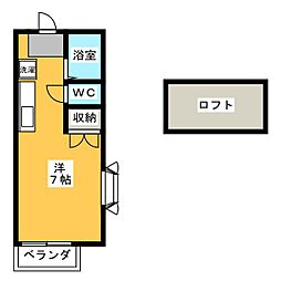 ティーエムズ香坂 ワンルームの間取図画像
