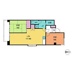 第2栄和マンション 2LDKの間取図画像