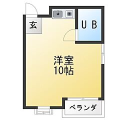 ウイング香流 ワンルームの間取図画像