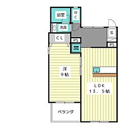 新宿ビル 1LDKの間取図画像