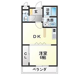 アルカディア7 1DKの間取図画像