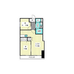 スカイライフ新宿 2LDKの間取図画像