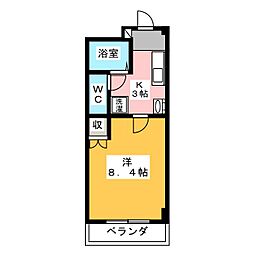 レジデンス赤坂 1Kの間取図画像