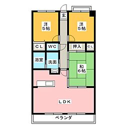 社ヶ丘ヒルズ 3LDKの間取図画像