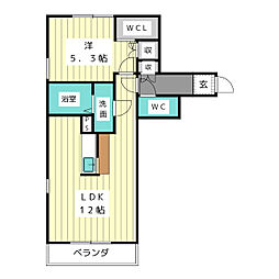 HebelMaison西山 1LDKの間取図画像
