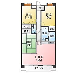 シティ・ライフグランヴィーネ星ケ丘B棟 3LDKの間取図画像