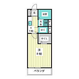 カーサ山田 1Kの間取図画像