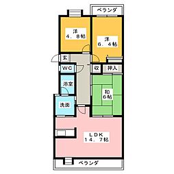 パーク・ノヴァ上社北 3LDKの間取図画像