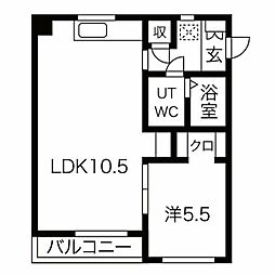 第二メゾン高安 1LDKの間取図画像