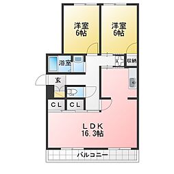 牧の原中央マンション 3LDKの間取図画像
