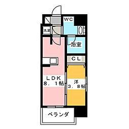 カレント茶屋が坂 1LDKの間取図画像