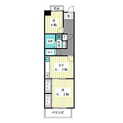 UR都市機構アーバンラフレ星ケ丘9号棟 2DKの間取図画像