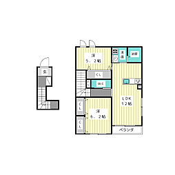 グランヴェル梅森坂 2LDKの間取図画像