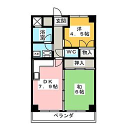シェマリー香南 2DKの間取図画像