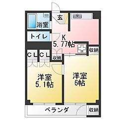 サンビル 2Kの間取図画像