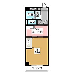 ユーハイツサンワ2 1DKの間取図画像