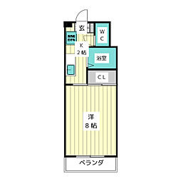 サンライズ高間 1Kの間取図画像