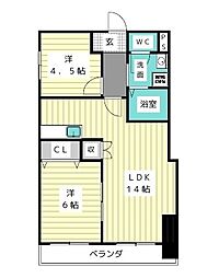 スカイライフ新宿 2LDKの間取図画像