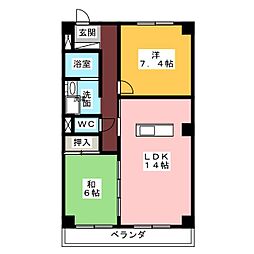 ペガサス名東 2LDKの間取図画像