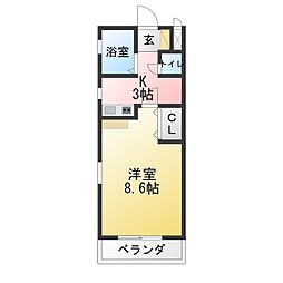 K2OKASANB.参番館 1Kの間取図画像