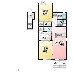 ウエスト・モイ1 2LDKの間取図画像