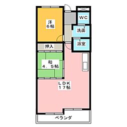 ハイツ太陽B棟 2LDKの間取図画像