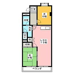 シャトーユキ 2LDKの間取図画像