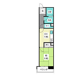 UR都市機構アーバンラフレ星ケ丘9号棟 1DKの間取図画像