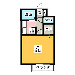 ヤングビレッヂ2 1Kの間取図画像