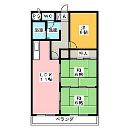 ユウチマンション 2LDKの間取図画像