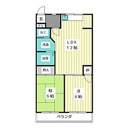 本通マンション 2LDKの間取図画像