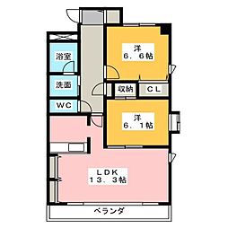 リアン東山 2LDKの間取図画像