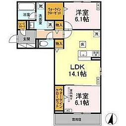 名古屋市名東区上菅2丁目アパート 2LDKの間取図画像