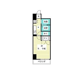STUDIOKANAREBASHI 1Kの間取図画像