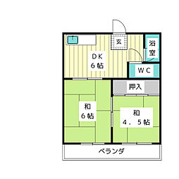 コーポ笹山 2DKの間取図画像